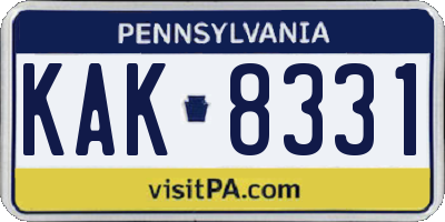 PA license plate KAK8331