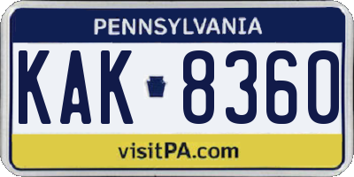 PA license plate KAK8360