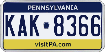 PA license plate KAK8366