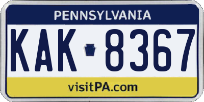 PA license plate KAK8367