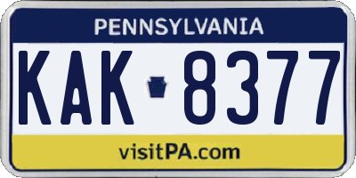 PA license plate KAK8377