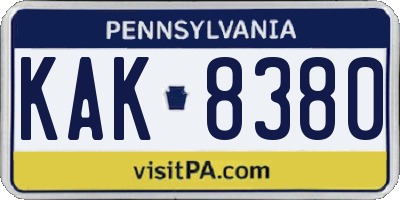 PA license plate KAK8380