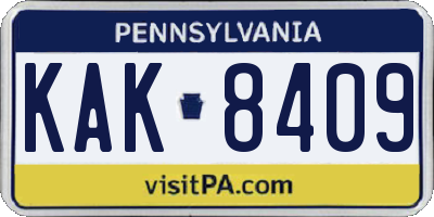 PA license plate KAK8409