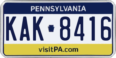 PA license plate KAK8416