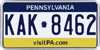 PA license plate KAK8462