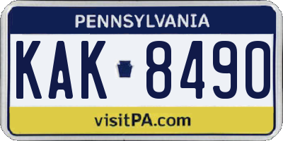 PA license plate KAK8490