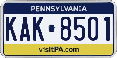 PA license plate KAK8501