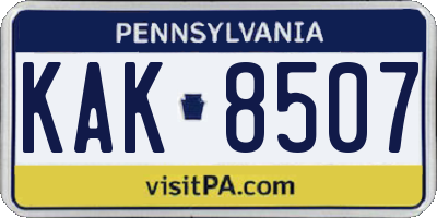 PA license plate KAK8507