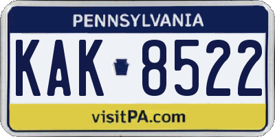 PA license plate KAK8522