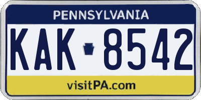 PA license plate KAK8542