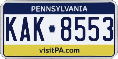 PA license plate KAK8553