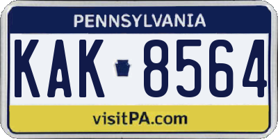 PA license plate KAK8564