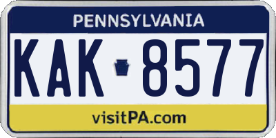 PA license plate KAK8577