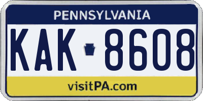 PA license plate KAK8608