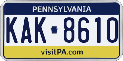 PA license plate KAK8610