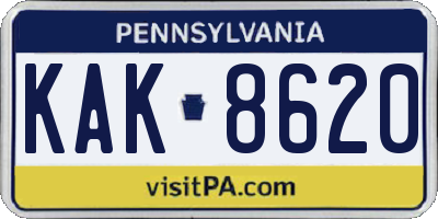 PA license plate KAK8620