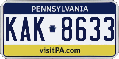 PA license plate KAK8633