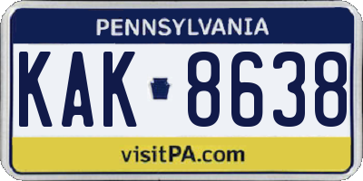 PA license plate KAK8638
