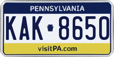 PA license plate KAK8650