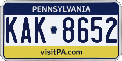 PA license plate KAK8652