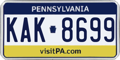 PA license plate KAK8699
