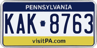 PA license plate KAK8763