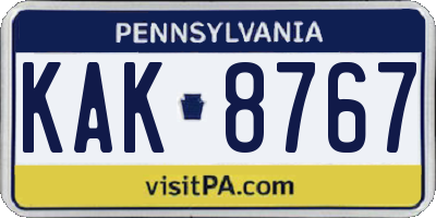 PA license plate KAK8767