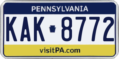 PA license plate KAK8772