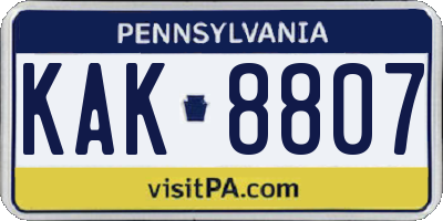 PA license plate KAK8807