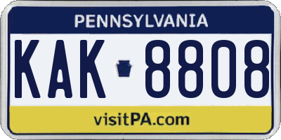 PA license plate KAK8808