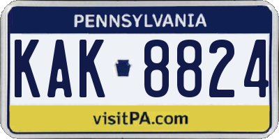 PA license plate KAK8824