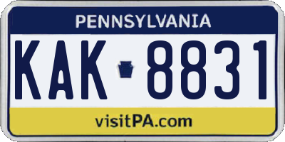 PA license plate KAK8831