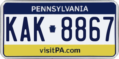 PA license plate KAK8867