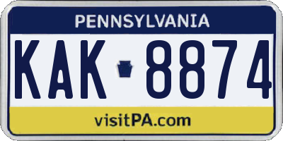 PA license plate KAK8874