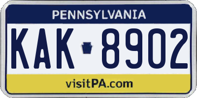 PA license plate KAK8902