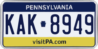 PA license plate KAK8949
