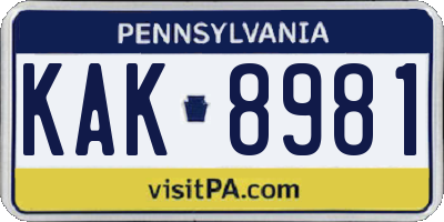 PA license plate KAK8981
