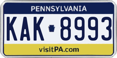 PA license plate KAK8993
