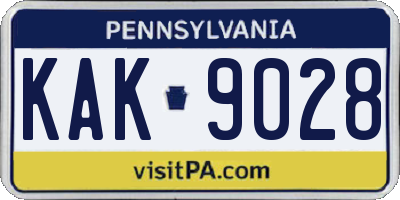 PA license plate KAK9028