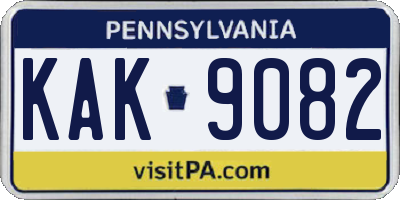 PA license plate KAK9082