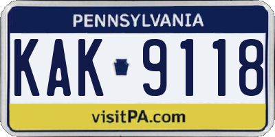 PA license plate KAK9118