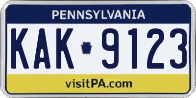 PA license plate KAK9123