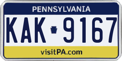 PA license plate KAK9167