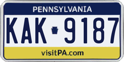 PA license plate KAK9187