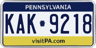 PA license plate KAK9218