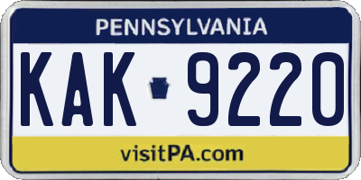 PA license plate KAK9220