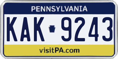 PA license plate KAK9243