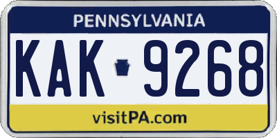 PA license plate KAK9268