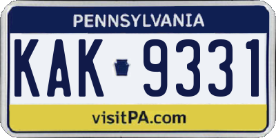 PA license plate KAK9331