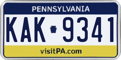 PA license plate KAK9341